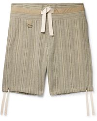 Nicholas Daley - Wide-leg Striped Waxed-linen Drawstring Shorts - Lyst