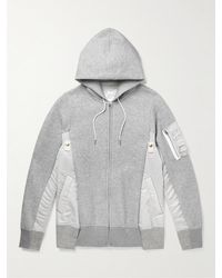 Sacai - Ma-1 Nylon-trimmed Cotton-blend Jersey Zip-up Hoodie - Lyst