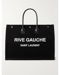 Saint Laurent - Noe Leather-trimmed Logo-print Canvas Tote Bag - Lyst