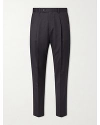 Paul Smith - Tapered Pleated Checked Wool Trousers - Lyst