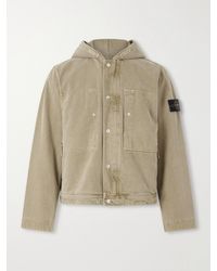 Stone Island - Hooded Mineral Dyed Cotton-Gabardine Jacket - Lyst