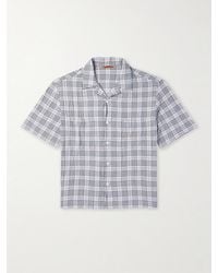 Barena - Solana Camp-Collar Checked Cotton And Wool-Blend Seersucker Shirt - Lyst