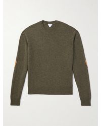 Bottega Veneta - Intrecciato Suede-trimmed Cashmere-blend Sweater - Lyst