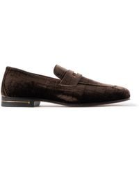 Tom Ford - Gigi Leather-Trimmed Croc-Effect Velvet Penny Loafers - Lyst