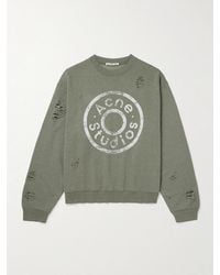 Acne Studios - Franziska Oversized Logo-Print Distressed Cotton-Blend Jersey Sweatshirt - Lyst