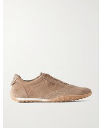 Tod's - Panelled Leather-Trimmed Suede Sneakers - Lyst