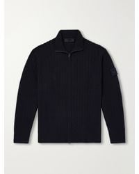Stone Island - Ghost Ribbed Wool And Cashmere-Blend Zip-Up Cardigan - Lyst