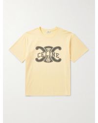 Celine - Logo-Print Cotton-Jersey T-Shirt - Lyst