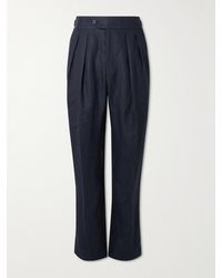 Richard James - Tapered Pleated Linen Suit Trousers - Lyst