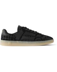 Amiri - Pacific Bones Leather-Trimmed Croc-Effect Suede Sneakers - Lyst