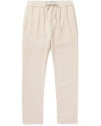 Frescobol Carioca - Oscar Straight-Leg Linen And Cotton-Blend Drawstring Trousers - Lyst