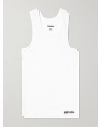 Neighborhood - Two-pack Logo-print Ribbed Cotton-jersey Tank Tops - Lyst