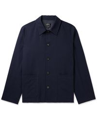A.P.C. - Cotton-Seersucker Overshirt - Lyst