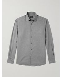 ZEGNA - Cotton And Cashmere-Blend Twill Shirt - Lyst