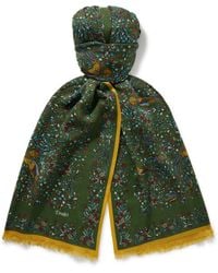 Drake's - Frayed Printed Wool And Silk-Blend Scarf - Lyst