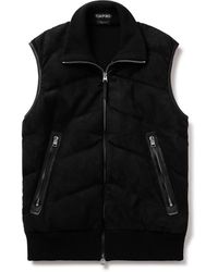 Tom Ford - Slim-fit Quilted Suede-panelled Wool And Cashmere-blend Down Gilet - Lyst