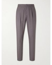Officine Generale - Drew Tapered Pleated Lyocell, Linen And Cotton-Blend Trousers - Lyst