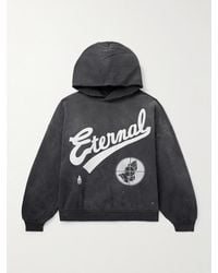SAINT Mxxxxxx - Fear Of God Distressed Logo-Print Cotton-Jersey Hoodie - Lyst