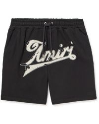 Amiri - Straight-Leg Logo-Flocked Cotton-Jersey Drawstring Shorts - Lyst