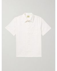 De Bonne Facture - Convertible-collar Embroidered Cotton And Linen-blend Shirt - Lyst
