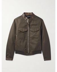Tom Ford - Leather-trimmed Cotton-blend Bomber Jacket - Lyst