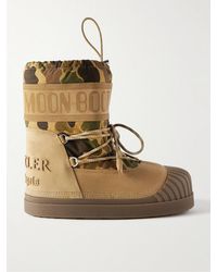 Moncler Genius 8 Moncler Palm Angels Moon Boot Shedir Fleece-lined Camouflage-print Canvas And Suede Snow Boots - Brown