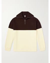 Loewe - Anagram-Embossed Two-Tone Cotton-Blend Jersey Half-Zip Sweater - Lyst