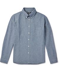 A.P.C. - Edouard Button-down Collar Cotton-chambray Shirt - Lyst