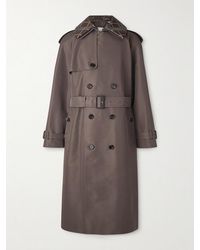 Burberry - Leather-trimmed Silk And Cotton-blend Trench Coat - Lyst