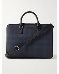 Burberry - Leather-trimmed Checked Coated-canvas Briefcase - Lyst