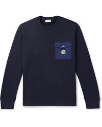 Moncler - Zip-Detailed Logo-Appliquéd Twill-Trimmed Cotton-Jersey Sweatshirt - Lyst