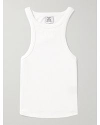 Vetements - Logo-embroidered Ribbed Stretch-cotton Tank Top - Lyst