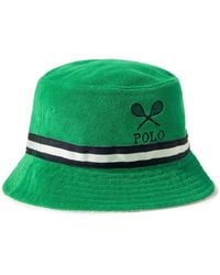 Polo Ralph Lauren - X Wimbledon Logo-embroidered Stripe-band Cotton-blend Bucket Hat - Lyst