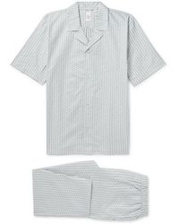 Hanro - Carl Logo-jacquard Striped Mercerised Cotton-poplin Pyjama Set - Lyst
