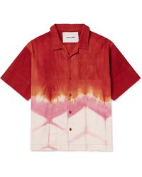STORY mfg. - Greetings Camp-collar Tie-dyed Cotton And Linen-blend Shirt - Lyst