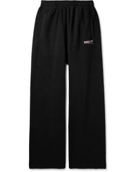 Balenciaga - Straight-leg Logo-embroidered Cotton-jersey Sweatpants - Lyst