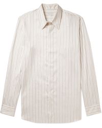 Dries Van Noten - Cutaway-collar Striped Silk And Cotton-blend Shirt - Lyst