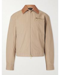 Versace - Leather-Trimmed Padded Cotton-Canvas Blouson Jacket - Lyst