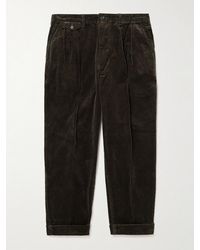Beams Plus - Cropped Pleated Cotton-Corduroy Trousers - Lyst