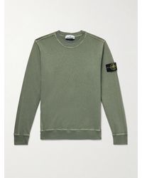 Stone Island - Logo-Appliquéd Garment-Dyed Cotton-Jersey Sweatshirt - Lyst