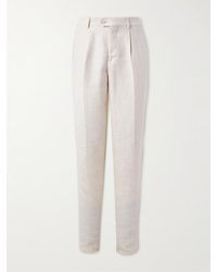 Brunello Cucinelli - Slim-fit Tapered Pleated Linen - Lyst
