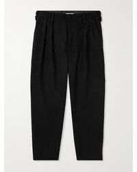 WTAPS - Tapered Straight-leg Pleated Brushed Wool-blend Trousers - Lyst