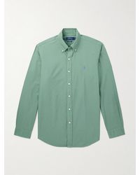Polo Ralph Lauren - Slim-Fit Button-Down Collar Logo-Embroidered Cotton-Piqué Shirt - Lyst
