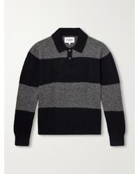 Corridor NYC - Striped Woven Brushed Alpaca-Blend Polo Sweater - Lyst