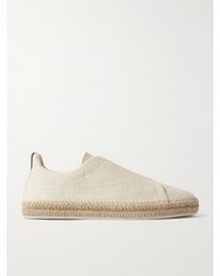 Zegna - Triple Stitchtm Leather-trimmed Canvas Slip-on Sneakers - Lyst