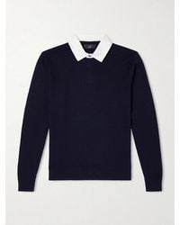 dunhill - Cotton-trimmed Cashmere And Linen-blend Polo Shirt - Lyst