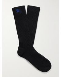 Burberry - Socken aus einer Kaschmirmischung in Rippstrick mit Logostickerei - Lyst