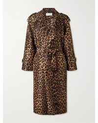 Saint Laurent - Leopard-print Silk-voile Trench Coat - Lyst