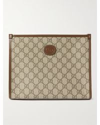 Gucci - Leather-trimmed Monogrammed Coated-canvas Pouch - Lyst