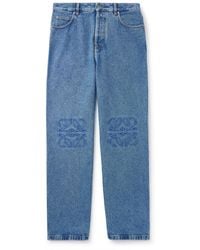 Loewe - Anagram Wide-Leg Logo-Embroidered Jeans - Lyst